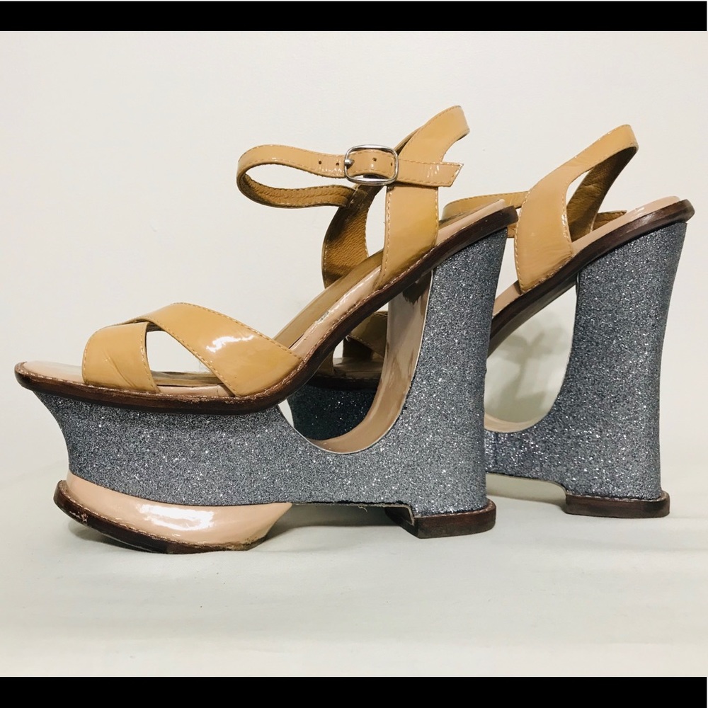 Jeffrey Campbell Glitter Sky High Platforms Size 8